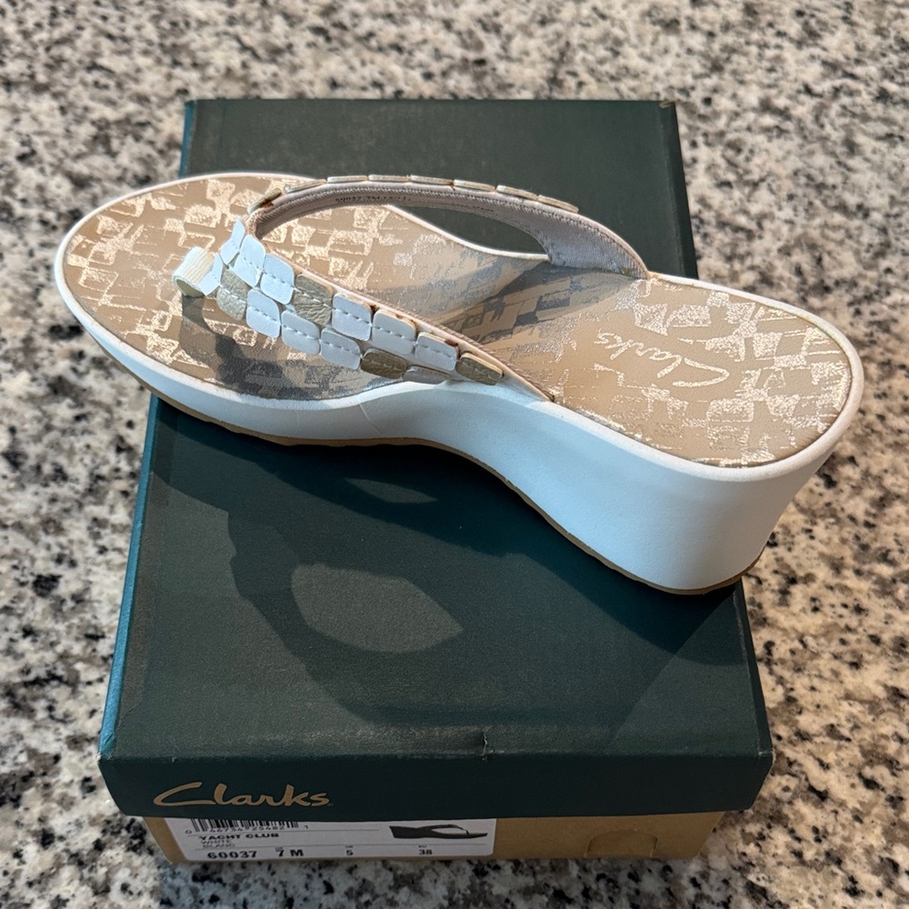 Clarks White Wedge Sandals for Women